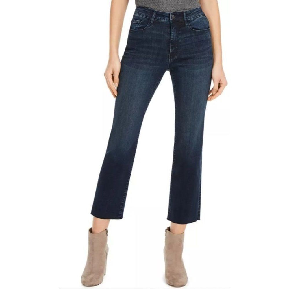 Numero Cropped Jeans Women's 24 XS Dark Blue Stretchy Raw-Hem Faded Pockets NEW - Picture 11 of 11
